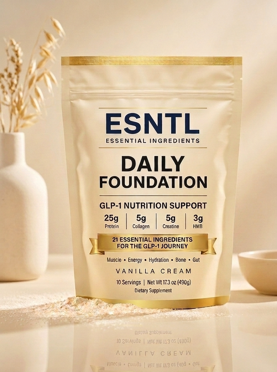 ESNTL Daily Foundation pouch with protein, creatine, HMB and collagen.